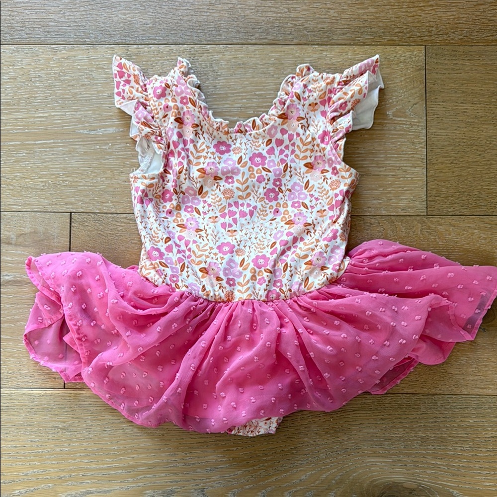 Cheeky Plum Floral Ruffle dance ballet leotard size 7